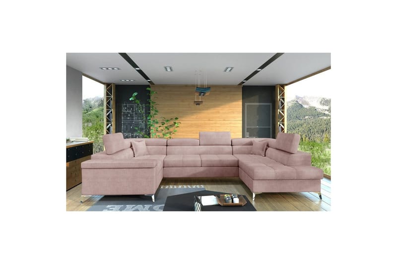 Hjørnesofa Eltap Thiago 342x208x88 cm - Omega 91, Rosa, Høyre - Møbler - Sofaer - Sovesofaer - Hjørnesovesofa