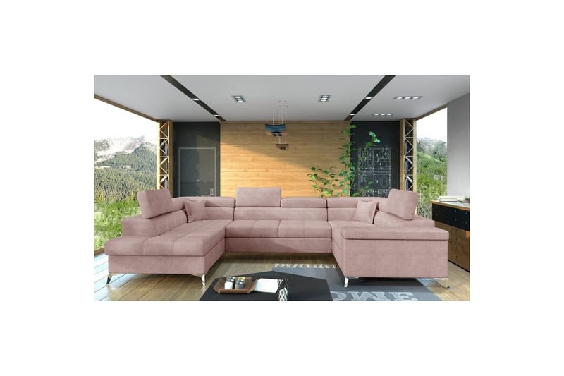 Hjørnesofa Eltap Thiago 342x208x88 cm - Omega 91, Rosa, Venstre - Møbler - Sofaer - Sovesofaer - Hjørnesovesofa