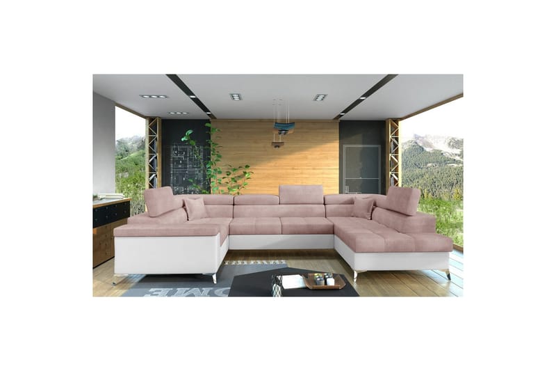 Hjørnesofa Eltap Thiago 342x208x88 cm - Omega 91, Soft 17, Rosa, Høyre - Møbler - Sofaer - Sovesofaer - Hjørnesovesofa