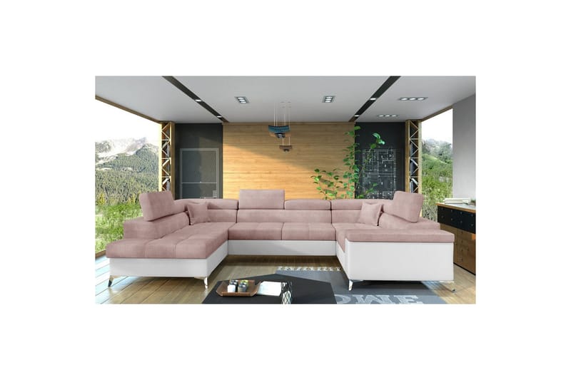 Hjørnesofa Eltap Thiago 342x208x88 cm - Omega 91, Soft 17, Rosa, Venstre - Møbler - Sofaer - Sovesofaer - Hjørnesovesofa