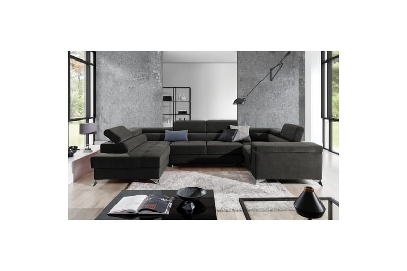 Hjørnesofa Eltap Thiago 342x208x88 cm - Sawana 05, Mørk grå, Venstre - Møbler - Sofaer - Sovesofaer - Hjørnesovesofa