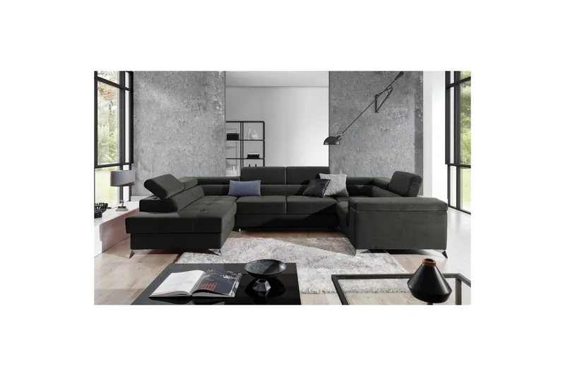 Hjørnesofa Eltap Thiago 342x208x88 cm - Sawana 05, Mørk grå, Venstre - Møbler - Sofaer - Sovesofaer - Hjørnesovesofa