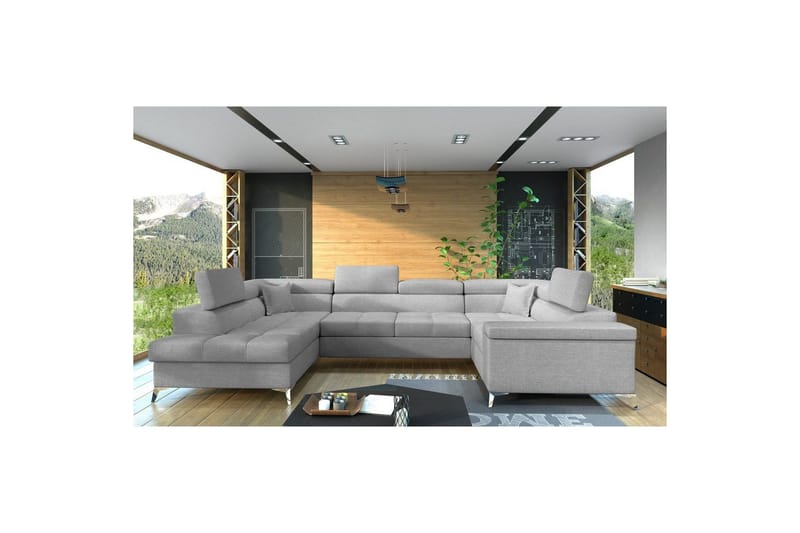 Hjørnesofa Eltap Thiago 342x208x88 cm - Sawana 21, Grå, Venstre - Møbler - Sofaer - Sovesofaer - Hjørnesovesofa