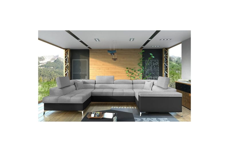 Hjørnesofa Eltap Thiago 342x208x88 cm - Sawana 21, Soft 11, Grå, Venstre - Møbler - Sofaer - Sovesofaer - Hjørnesovesofa