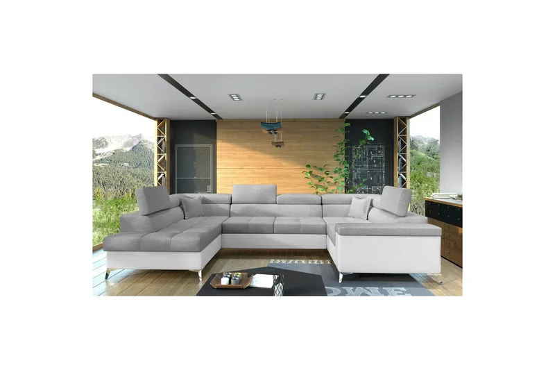 Hjørnesofa Eltap Thiago 342x208x88 cm - Sawana 21, Soft 17, Grå, Venstre - Møbler - Sofaer - Sovesofaer - Hjørnesovesofa