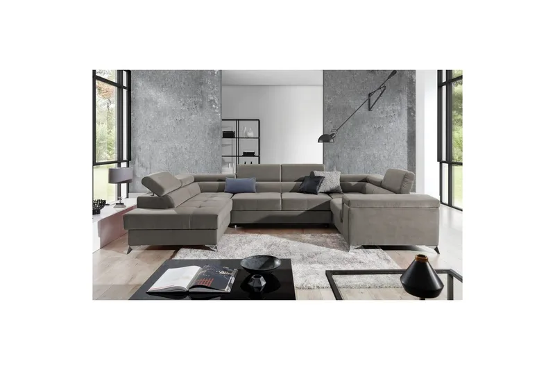 Hjørnesofa Eltap Thiago 342x208x88 cm - Paros 02, Beige, Venstre - Møbler - Sofaer - Sovesofaer - Hjørnesovesofa