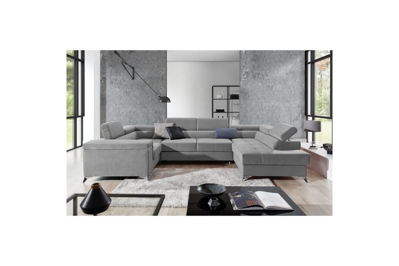 Hjørnesofa Eltap Thiago 342x208x88 cm - Paros 05, Grå, Høyre - Møbler - Sofaer - Sovesofaer - Hjørnesovesofa