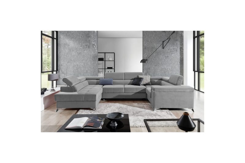 Hjørnesofa Eltap Thiago 342x208x88 cm - Paros 05, Grå, Venstre - Møbler - Sofaer - Sovesofaer - Hjørnesovesofa