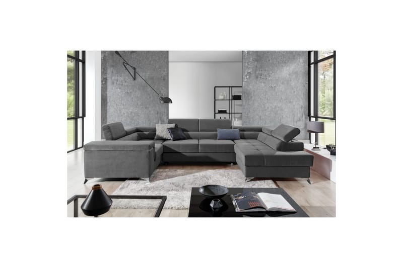 Hjørnesofa Eltap Thiago 342x208x88 cm - Paros 06, Mørk grå, Høyre - Møbler - Sofaer - Sovesofaer - Hjørnesovesofa