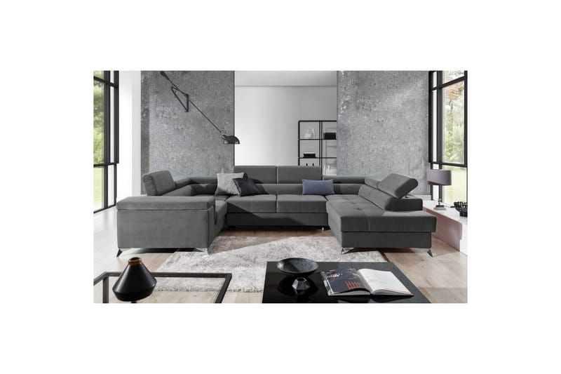 Hjørnesofa Eltap Thiago 342x208x88 cm - Paros 06, Mørk grå, Høyre - Møbler - Sofaer - Sovesofaer - Hjørnesovesofa