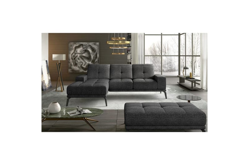 Hjørnesofa Eltap Torrense 265x175x98 cm - Berlin 02, Sort, Venstre - Møbler - Sofaer - Sovesofaer - Sovesofa divan