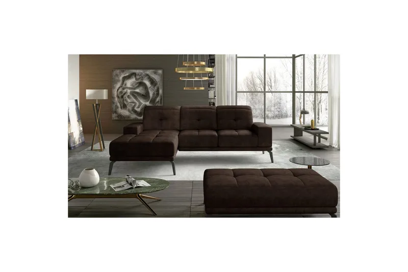 Hjørnesofa Eltap Torrense 265x175x98 cm - Dora 28, Brun, Venstre - Møbler - Sofaer - Sovesofaer - Sovesofa divan