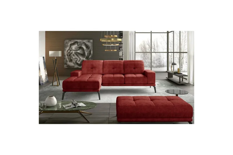Hjørnesofa Eltap Torrense 265x175x98 cm, Dora 63, Rød, Venstre