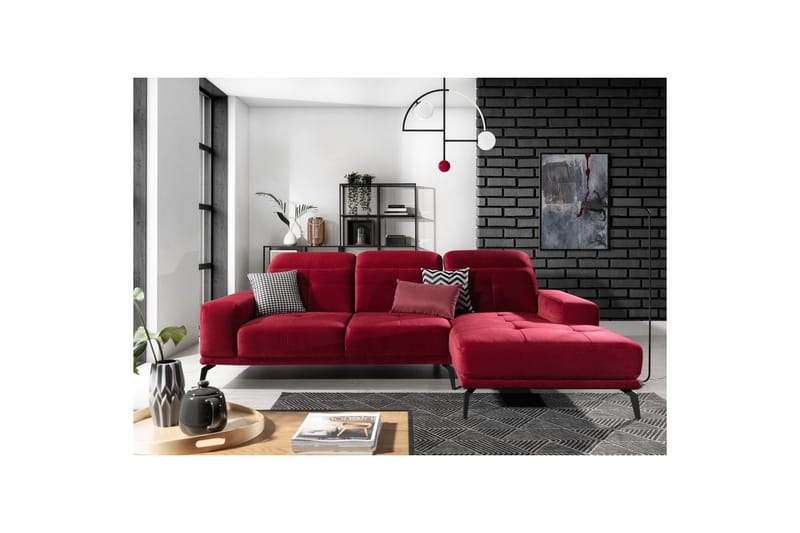 Hjørnesofa Eltap Torrense 265x175x98 cm - Kronos 02, Rød, Høyre - Møbler - Sofaer - Sovesofaer - Sovesofa divan