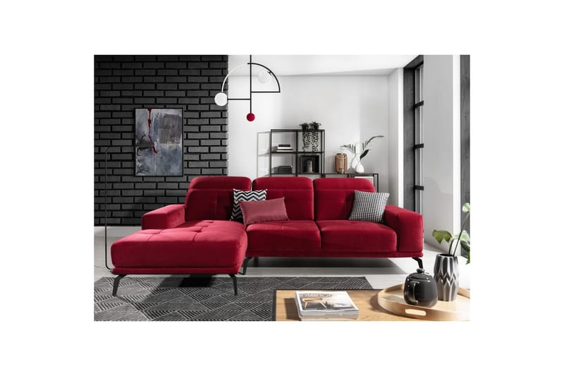 Hjørnesofa Eltap Torrense 265x175x98 cm - Kronos 02, Rød, Venstre - Møbler - Sofaer - Sovesofaer - Sovesofa divan