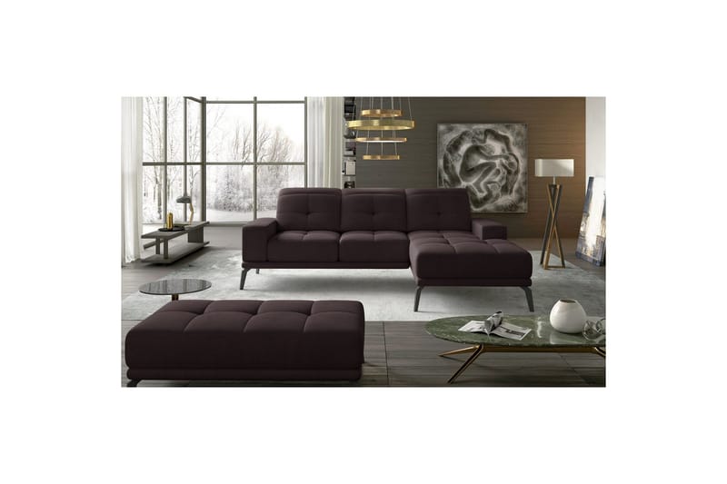 Hjørnesofa Eltap Torrense 265x175x98 cm - Mat Velvet 29, Brun, Høyre - Møbler - Sofaer - Sovesofaer - Sovesofa divan