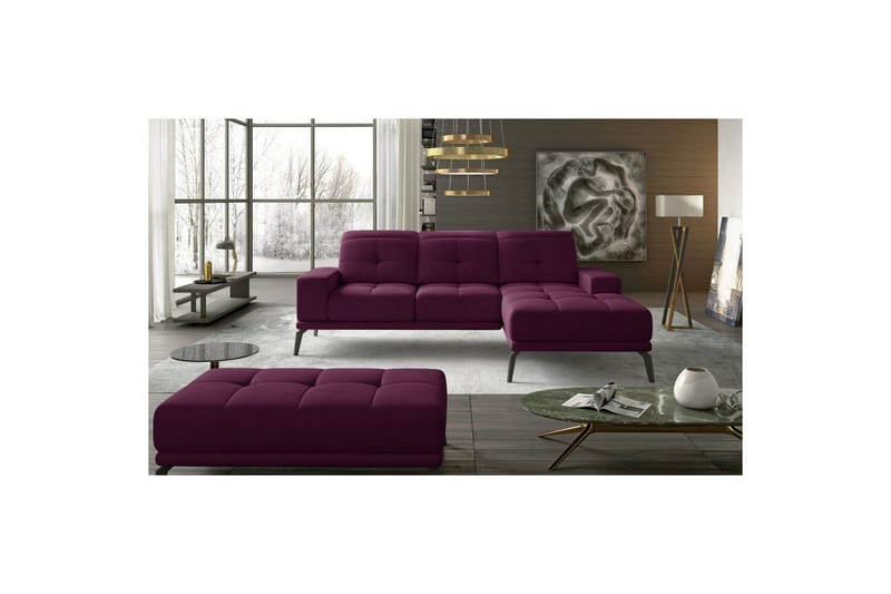 Hjørnesofa Eltap Torrense 265x175x98 cm - Mat Velvet 68, Lilla, Høyre - Møbler - Sofaer - Sovesofaer - Sovesofa divan