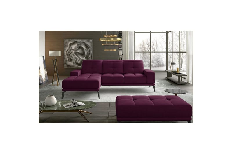 Hjørnesofa Eltap Torrense 265x175x98 cm, Mat Velvet 68, Lilla, Venstre