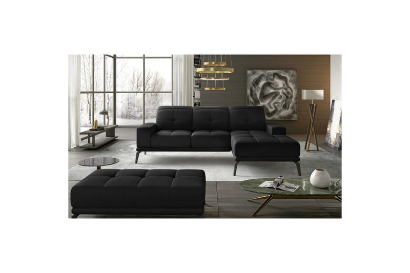 Hjørnesofa Eltap Torrense 265x175x98 cm - Mat Velvet 99, Svart, Høyre - Møbler - Sofaer - Sovesofaer - Sovesofa divan