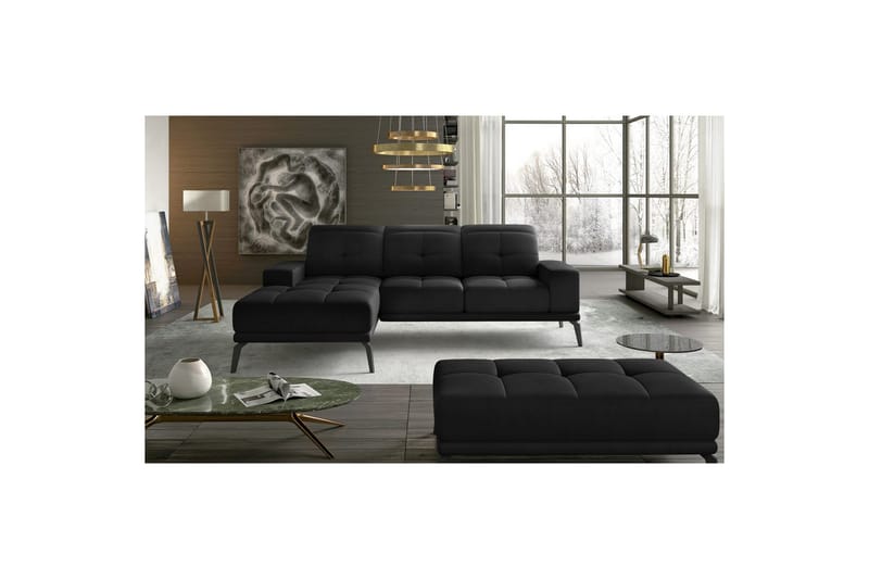 Hjørnesofa Eltap Torrense 265x175x98 cm - Mat Velvet 99, Svart, Venstre - Møbler - Sofaer - Sovesofaer - Sovesofa divan