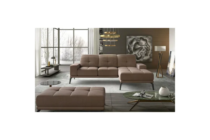 Hjørnesofa Eltap Torrense 265x175x98 cm, Monolith 09, Lysebrun, Høyre