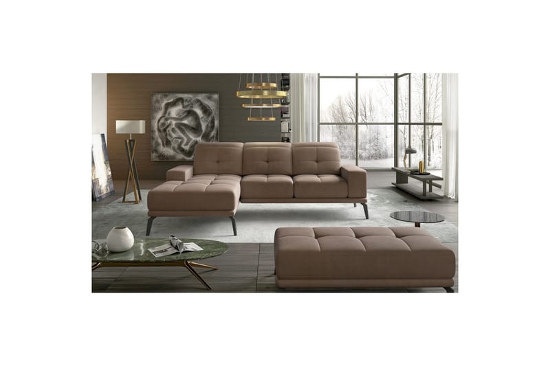 Hjørnesofa Eltap Torrense 265x175x98 cm, Monolith 09, Lysebrun, Venstre