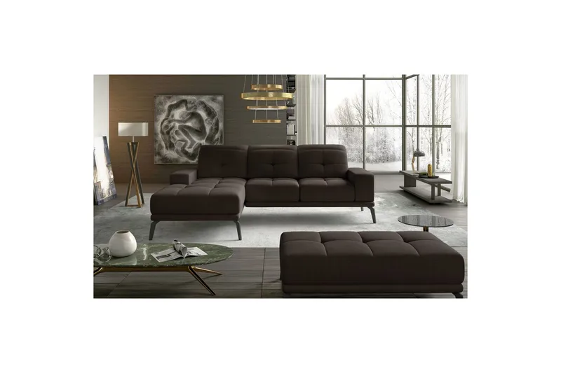 Hjørnesofa Eltap Torrense 265x175x98 cm, Monolith 29, Brun, Venstre