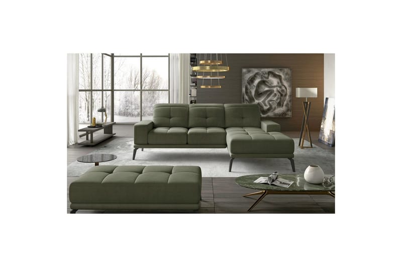 Hjørnesofa Eltap Torrense 265x175x98 cm - Monolith 38, Grønn, Høyre - Møbler - Sofaer - Sovesofaer - Sovesofa divan