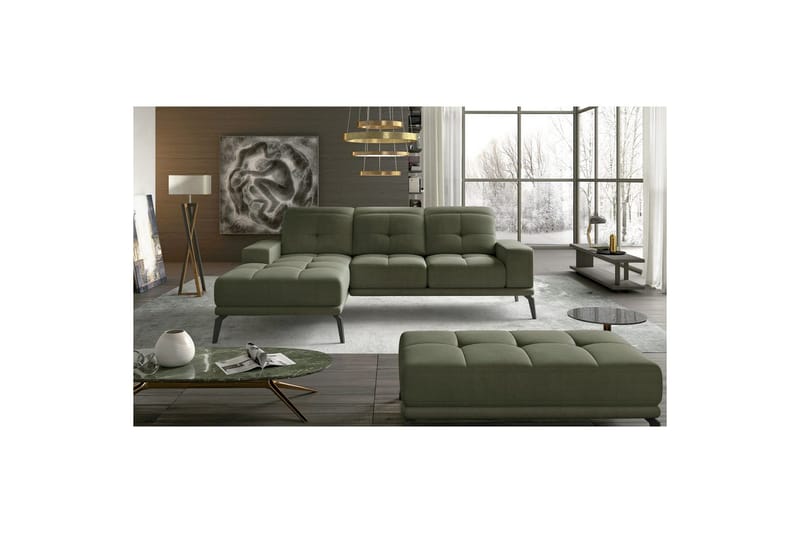 Hjørnesofa Eltap Torrense 265x175x98 cm - Monolith 38, Grønn, Venstre - Møbler - Sofaer - Sovesofaer - Sovesofa divan