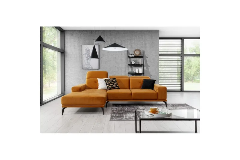 Hjørnesofa Eltap Torrense 265x175x98 cm - Monolith 48, Oransje, Venstre - Møbler - Sofaer - Sovesofaer - Sovesofa divan