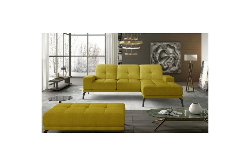 Hjørnesofa Eltap Torrense 265x175x98 cm - Omega 68, Gul, Høyre - Møbler - Sofaer - Sovesofaer - Sovesofa divan