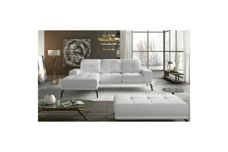 Hjørnesofa Eltap Torrense 265x175x98 cm, Soft 17, Hvit, Venstre