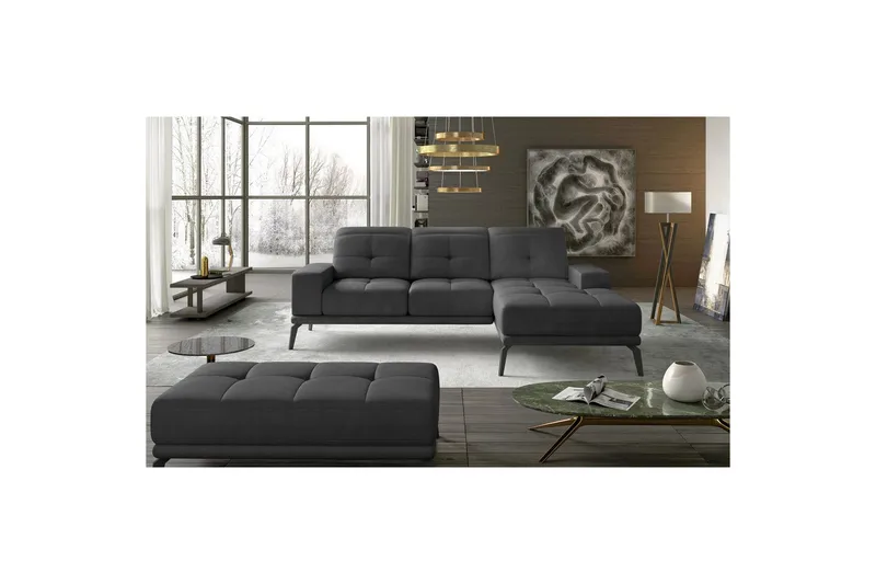 Hjørnesofa Eltap Torrense 265x175x98 cm, Paros 06, Grå, Høyre