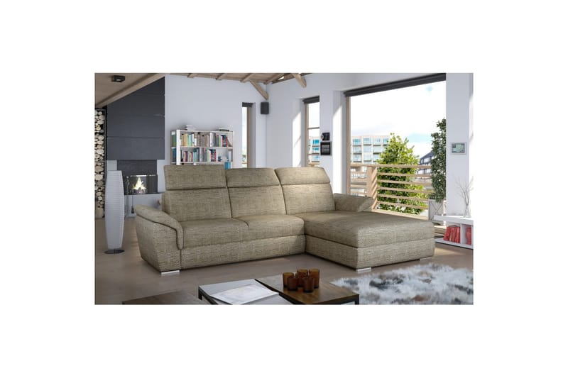 Hjørnesofa Eltap Trevisco 272x216x100 cm - Berlin 03, Beige, Høyre - Møbler - Sofaer - Sovesofaer - Sovesofa divan