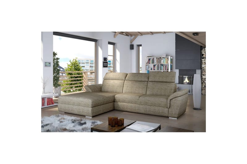 Hjørnesofa Eltap Trevisco 272x216x100 cm - Berlin 03, Beige, Venstre - Møbler - Sofaer - Sovesofaer - Sovesofa divan