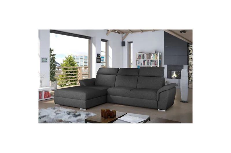 Hjørnesofa Eltap Trevisco 272x216x100 cm, Inari 96, Mørk Grå, Venstre