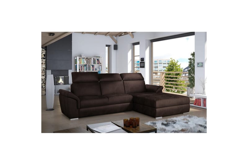 Hjørnesofa Eltap Trevisco 272x216x100 cm - Monolith 29, Mørk Brun, Høyre - Møbler - Sofaer - Sovesofaer - Sovesofa divan