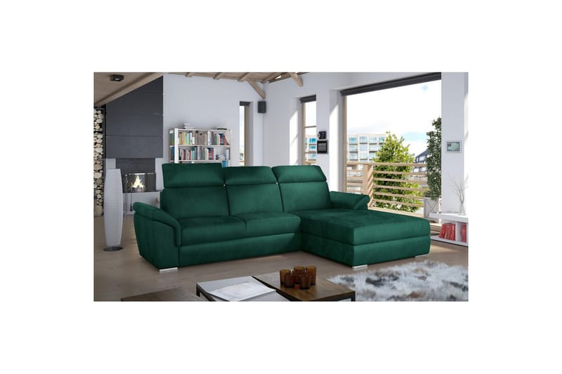 Hjørnesofa Eltap Trevisco 272x216x100 cm - Monolith 37, Mørk Grønn, Høyre - Møbler - Sofaer - Sovesofaer - Sovesofa divan