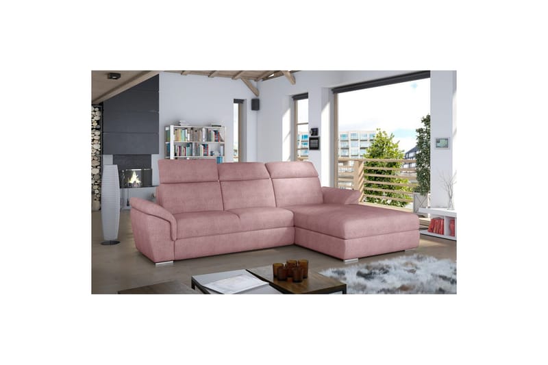 Hjørnesofa Eltap Trevisco 272x216x100 cm - Omega 91, Rosa, Høyre - Møbler - Sofaer - Sovesofaer - Sovesofa divan