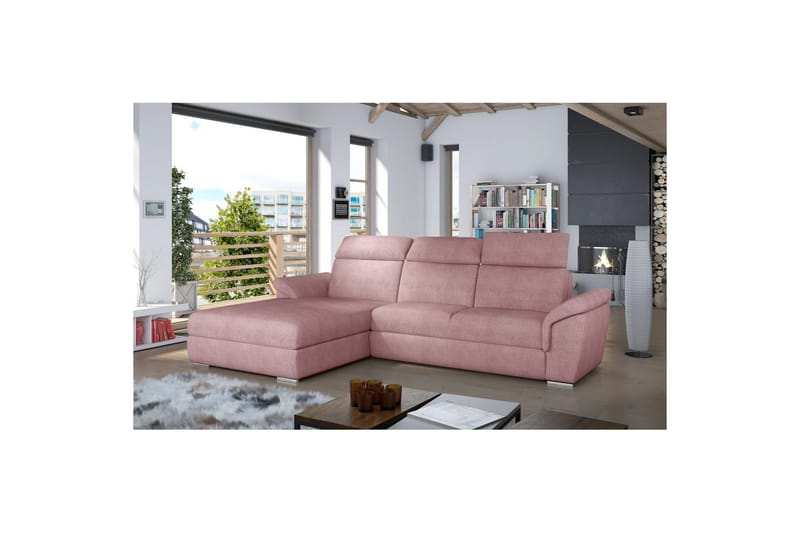 Hjørnesofa Eltap Trevisco 272x216x100 cm - Omega 91, Rosa, Venstre - Møbler - Sofaer - Sovesofaer - Sovesofa divan