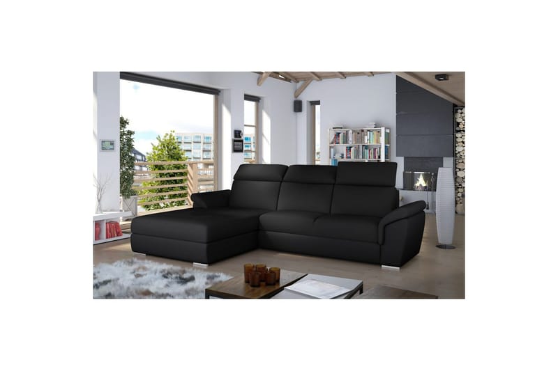Hjørnesofa Eltap Trevisco 272x216x100 cm, Soft 11, Svart, Venstre