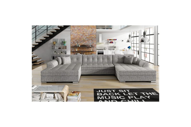 Hjørnesofa Eltap Vento 359x165x78 cm - Berlin 01, Grå, Symmetrisk - Møbler - Sofaer - Sovesofaer - U sovesofa