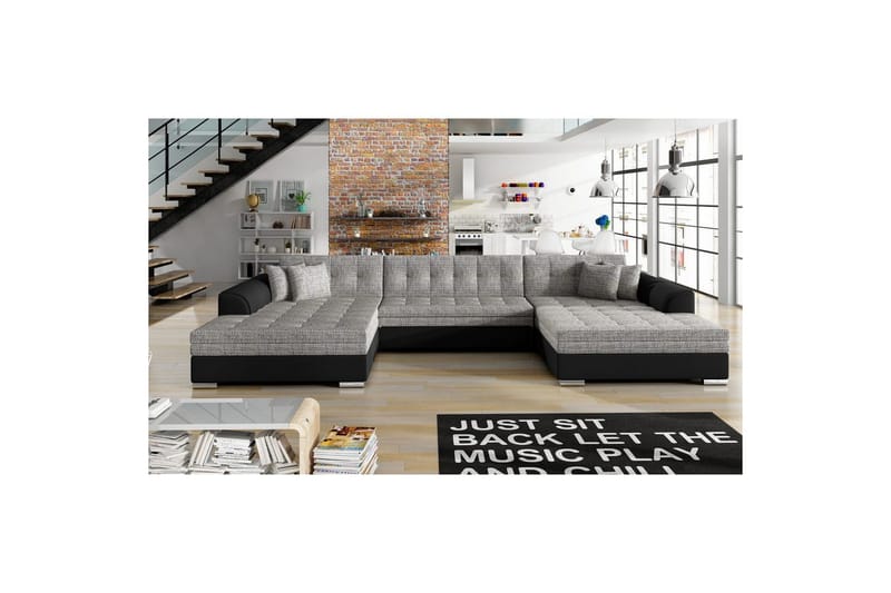 Hjørnesofa Eltap Vento 359x165x78 cm, Berlin 01, Soft 11, Grå, Symmetrisk