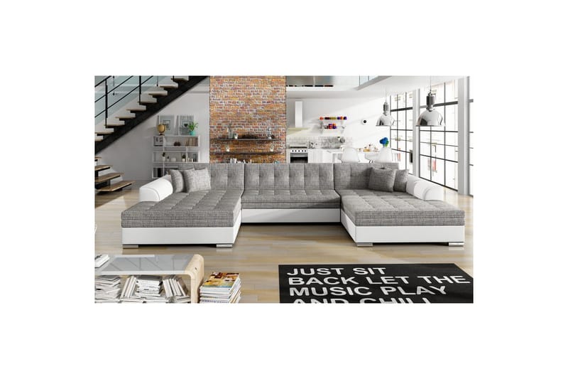 Hjørnesofa Eltap Vento 359x165x78 cm - Berlin 01, Soft 17, Grå, Symmetrisk - Møbler - Sofaer - Sovesofaer - U sovesofa
