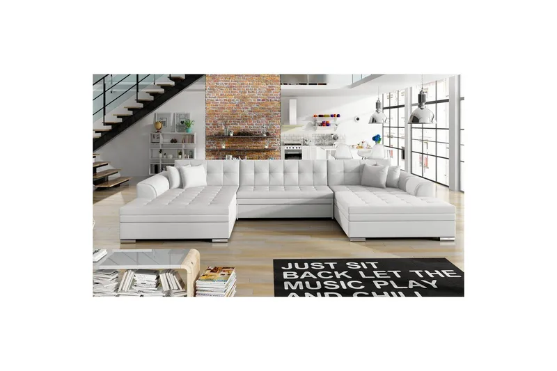 Hjørnesofa Eltap Vento 359x165x78 cm, Soft 17, Hvit, Symmetrisk