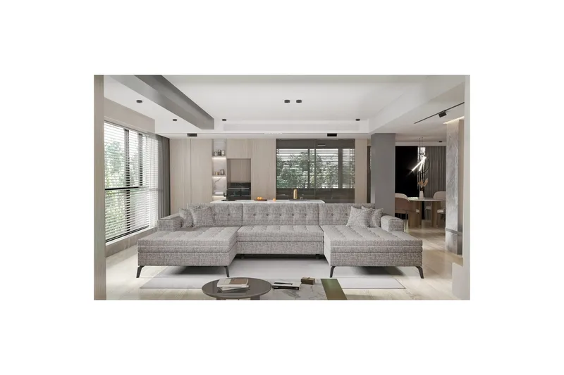 Hjørnesofa Eltap Vertizo 350x170x93 cm - Marte 130, Grå, Symmetrisk - Møbler - Sofaer - Sovesofaer - U sovesofa