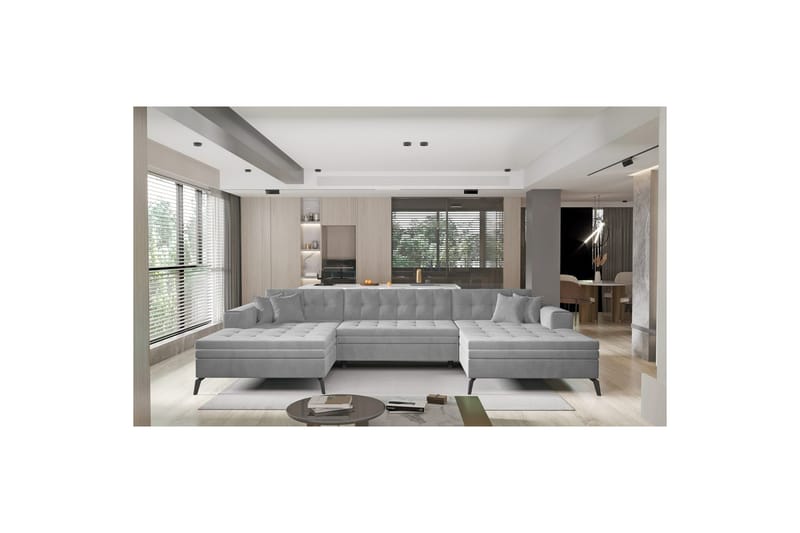 Hjørnesofa Eltap Vertizo 350x170x93 cm - Nube 3, Grå, Symmetrisk - Møbler - Sofaer - Sovesofaer - Sovesofa divan