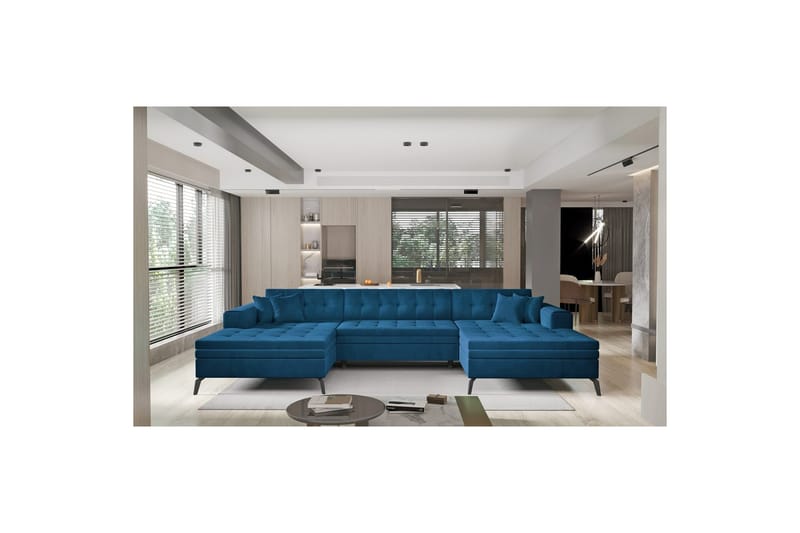 Hjørnesofa Eltap Vertizo 350x170x93 cm - Nube 40, Mørk Blå, Symmetrisk - Møbler - Sofaer - Sovesofaer - Sovesofa divan