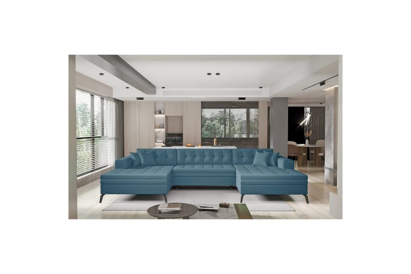 Hjørnesofa Eltap Vertizo 350x170x93 cm, Savoi 38, Blå, Symmetrisk