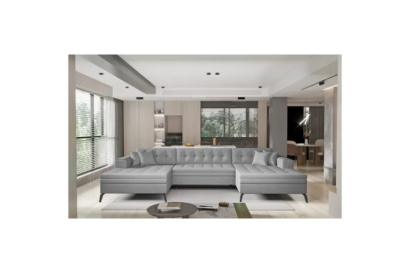 Hjørnesofa Eltap Vertizo 350x170x93 cm - Tipa 3, Grå, Symmetrisk - Møbler - Sofaer - Sovesofaer - U sovesofa